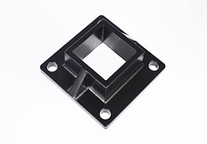 Floor Mount Post Plange for 2" Square Fence Post and Deck Railing, Heavy Duty, Aluminum,Black - size: 2" post flange