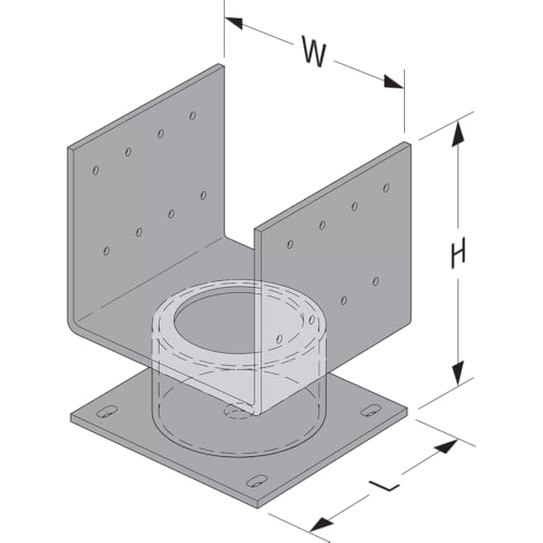 Simpson Strong-Tie ECB66 Elevated Column Base - 6x6 Nominal Post Size, 2-Inch Elevated Base, 1-Inch Standoff, Flexible Anchorage Options, Gray Paint Finish