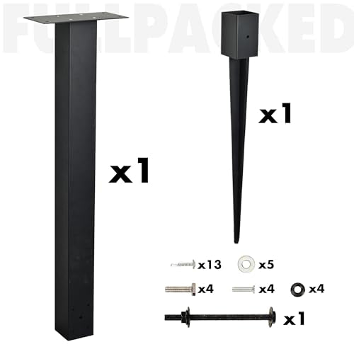 43" In-Ground Mounting Post for Easy Install Mailbox Use, 43" x 4" x 4" Heavy Duty Mailbox Post (Black) - color: Style 2