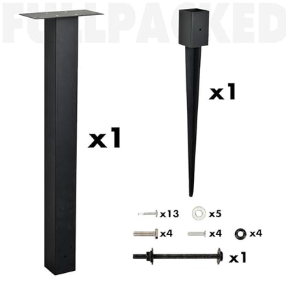 43" In-Ground Mounting Post for Easy Install Mailbox Use, 43" x 4" x 4" Heavy Duty Mailbox Post (Black) - color: Style 2