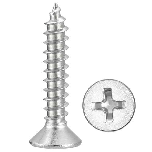 METALLIXITY 100Pcs #6x3/4 Countersunk Phillips Wood Screws SS304
