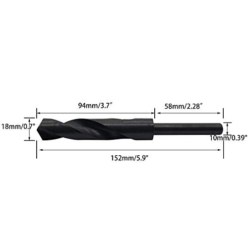 18mm(23/32-Inch) Reduced Shank Drill Bit, 1/2” Shank High Speed Steel Twist Drill Bit HSS-9341 for Aluminum Plate Copper Wood Stainless Steel - size: 18mm