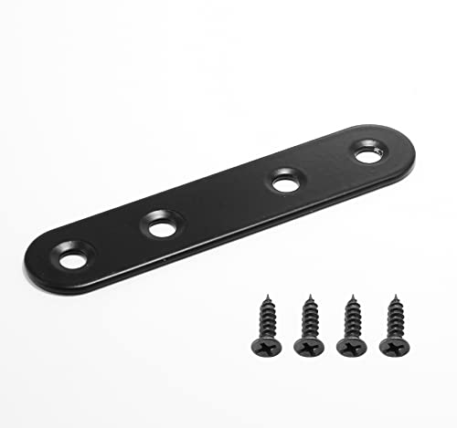 16 Sets 3 Inch Stainless Steel Flat Plate Straight Bracket - size: 3"-80mm-Black