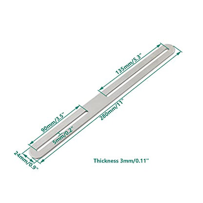 4 PCS Flat Straight Brace Brackets Mending Plates Repair Fixing Bracket with Slot, ULIFESTAR Heavy Duty Thicken SUS Corner Brace for Wood,Metal Bracket for Furniture Shelf Bed Table-10.83x0.94x0.12'' - size: Silver 10.83 x 0.94 x 0.12 inches