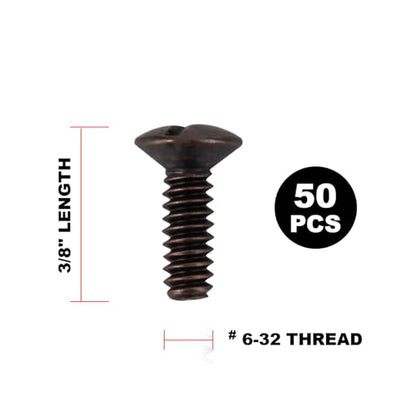 Henne Bery 3/8" Long 6-32 Thread, Oval Head Milled Slot Replacement Wall Plate Screws, 50 Pack, Bronze - color: Bronze, size: 3/8",50 Pack