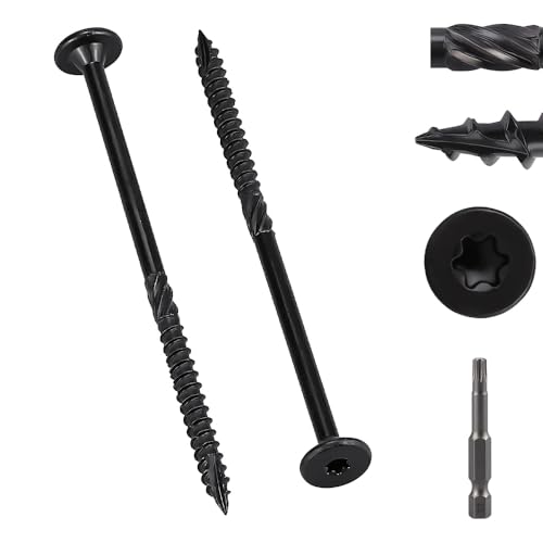 40 Pack 1/4 x 4 inch Heavy-Duty Structural Wood Screws, Star Drive, Rust Resistant Screws for Deck, Timber, Log, Landscaping, Black Epoxy Coated, Sharp Self Tapping Point, T30 Bit Included - color: Black, size: 1/4 x 4"