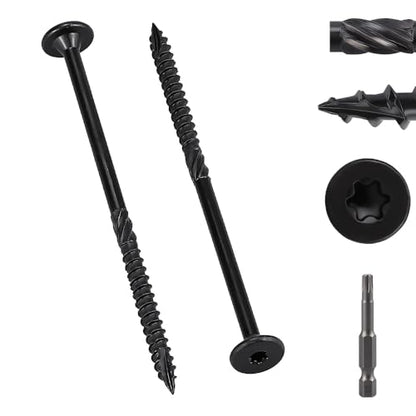 40 Pack 1/4 x 4 inch Heavy-Duty Structural Wood Screws, Star Drive, Rust Resistant Screws for Deck, Timber, Log, Landscaping, Black Epoxy Coated, Sharp Self Tapping Point, T30 Bit Included - color: Black, size: 1/4 x 4"