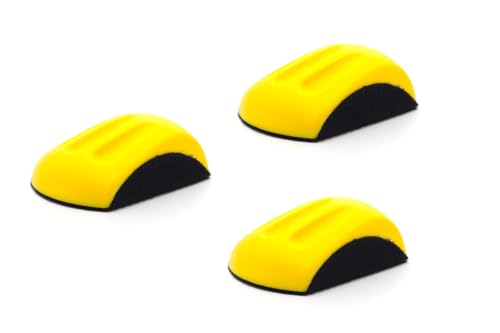 3 Pack - Ergonomic "Mouse" Hand Sanding Block for 5” Hook and Loop Discs for Sanding Moldings, Woodworking, Auto Body, Painting and Crafts
