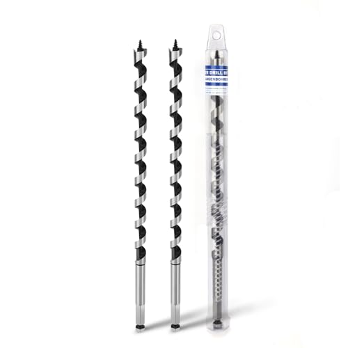 2 Pack 3/8" X 18" Auger Bit for Wood, 10x460mm Hex Long Auger Drill Bit - size: 3/8" (10mm)diameter, style: 18 inch / 460mm Length