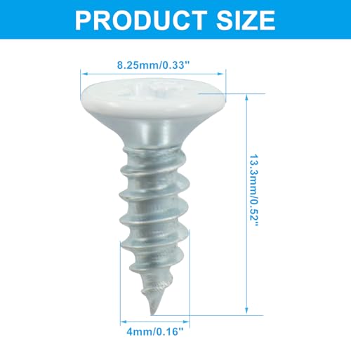 Murtenze #8 x 1/2" White Pan Head Screws, 120 Pack - size: #8 x 1/2"