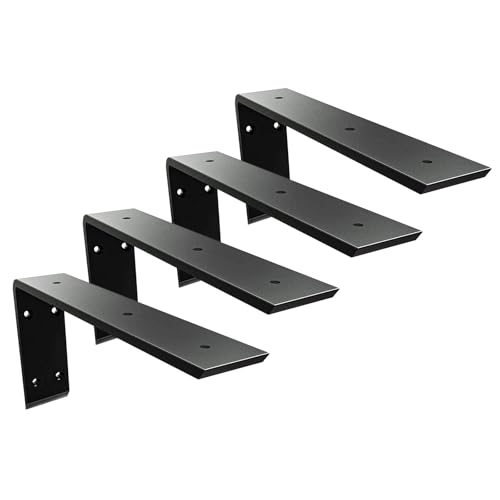 Heavy Duty Metal Countertop Brackets 18 Inch L Shape Countertops Floating Shelf Brackets 0.4 Inch Thick Granite Countertops 18"x8"x2.5" for Quartz/Granite/Wood/Concrete/Laminate Countertops (4pack) - color: Black-4Pack, size: 18"x8"x2.5"