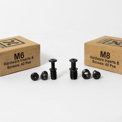 FLOWYLINE 40Pcs M8 Bolt & Threaded Insert Kit for Wood & Metal | | Screws Assortment Kit - size: M8