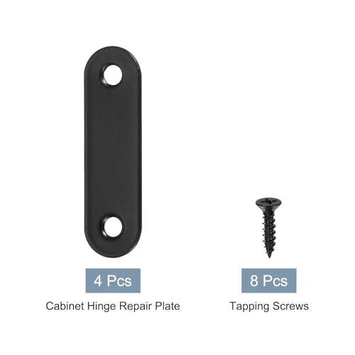 uxcell 4 Set Flat Repair Plates, 0.63 x 2.2 Inch Stainless Steel Flat Straight Brace Bracket Mending Joining Plates with Screws for Fixing Wooden Furniture Corner, Black - size: 0.63 x 2.2 Inch