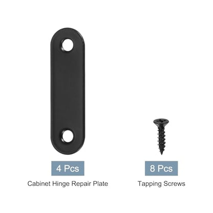 uxcell 4 Set Flat Repair Plates, 0.63 x 2.2 Inch Stainless Steel Flat Straight Brace Bracket Mending Joining Plates with Screws for Fixing Wooden Furniture Corner, Black - size: 0.63 x 2.2 Inch