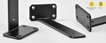 2 Pack - 8 inch Black Hidden L Shelf Bracket (1/5 Inch Thicked) Iron Floating Shelf Brackets Rustic Industrial Metal Brackets for Shelf Support - size: 8 Inch, style: Black 2 Pack