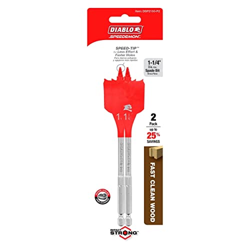 Diablo Spade Bits for Wood - 1-1/4" Diameter, 6" Length, 1/4" Hex Shank - size: 1-1/4" × 6" (Pack of 2)
