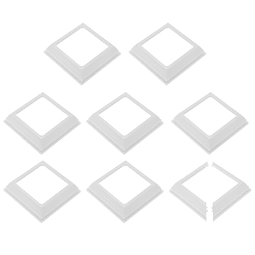 uxcell 8Pcs Post Skirt, 4"x4" Plastic Deck Post Base Cover Split Style Sleeves Porch Column Wraps for Fence Stair Handrail Railing Porch, White