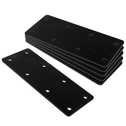 6 Pcs Black Flat Straight Mending Plate, 6-1/2" x 2-5/8" Steel Bracket