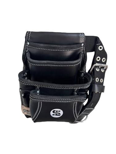 Supreme Leather Grain Leather Tool Pouch Bag | Black | Carpenter, Construction, Framers, Handyman | 100% Leather (SL 5000 1T1H B BLACK) - color: SL 5000 1T1H B BLACK