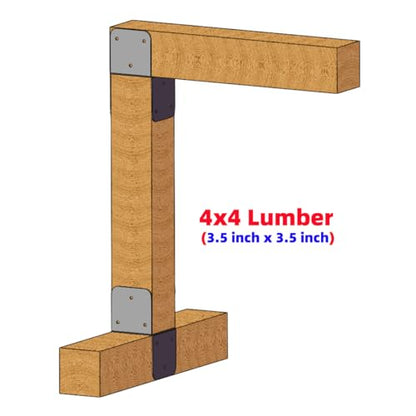 4 Pcs Black 4x4 Deck Post Caps & Tie Brackets, 14 Gauge Steel Post Anchor Connectors for Metal to Wood Posts