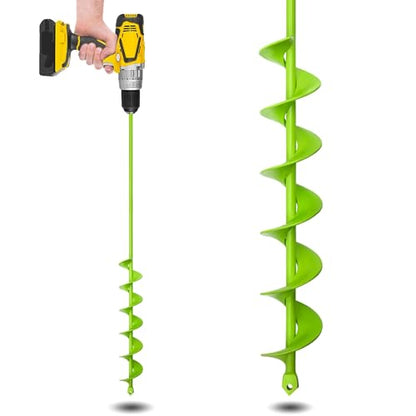 2"x32" Auger Drill Bit for Planting, Garden Auger for Planting Bulbs with Drill for 3/8" Hex Drive - size: 2"x32"-green