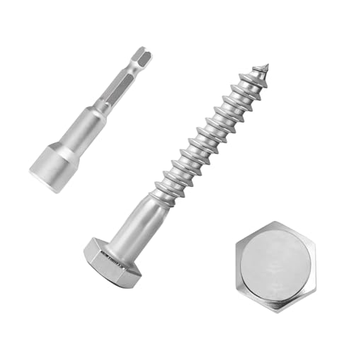 1/4x1-1/4 Hex Head Lag Screws Bolts Wood Screws 20pcs HS/ZGLS-18 - size: 1/4x1-1/4"