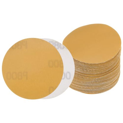 50pcs No Hole Sanding Discs- [ 3 Inch 800 Grit ] Round Hook and Loop Grip Sanding Pads Sheet Sandpaper for Automotive Woodworking Metal Polishing Use| Gold, Aluminum Oxide - size: 800 grit