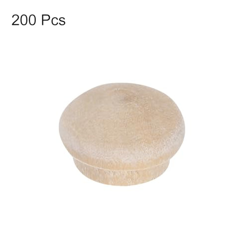 MECCANIXITY 200pcs Flat Head Wood Plugs 1/2" Screw Hole Cover Wooden Button