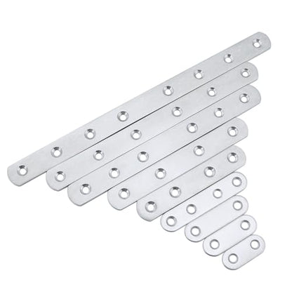 4 Pack Flat Mending Plate for Wood, Stainless Steel Straight Brackets Flat Repair Fixing Wood Brace Joining Plates Connector with Fixing Screws (4, One line shape12in) - size: One Line Shape 12 in