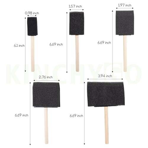 20 Pack Foam Paint Brushes with Wooden Handle (5 Size)