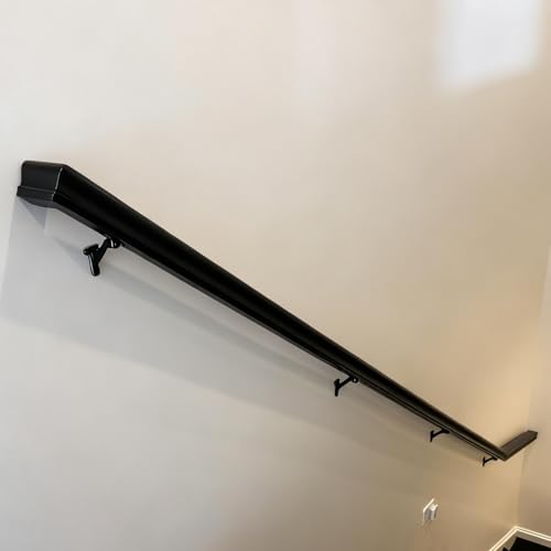 Metal Stair Handrail Brackets with Mounting Plate and Screws- Satin Black-Set of10 - style: handrail bracket 10