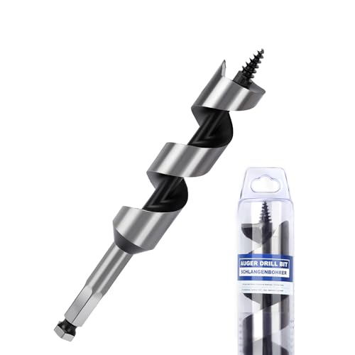 1-1/8" X 6.1" Auger Bit for Wood, 28x155mm Hex Long Auger Drill Bit - size: 1-1/8" (28mm)diameter, style: 6.1 inch / 155mm Length