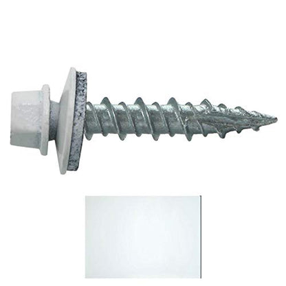 10 x 1 Brite White Metal Roofing Screws - Hex Washer Head- Self-Starting/Tapping - EPDM Washer. 1 Bag - 250 Screws - color: BRITE WHITE, size: 1"