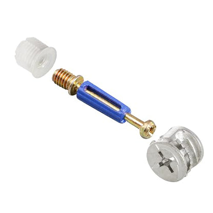 10 Sets Furniture Cam Lock Fasteners, 3-in-1 Cam Locks for Furniture, Cam Lock Fittings Cam Connector Furniture Replacement Parts, 1-9/16" / 40mm Dowel with Blue Plastic Sleeve - size: 1-9/16" ( 40mm )