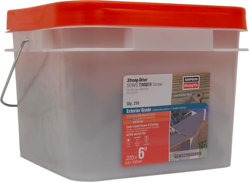Simpson Strong-Tie SDWS22600DBMB Strong-Drive SDWS Timber Screws (Exterior Grade), 0.220 Inch x 6 Inch, Double-Barrier Coated, Washer Head, Sawtooth Point, Tan (Pack of 250)