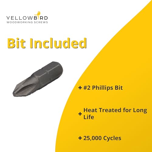 Yellowbird #6 x 5/8" European Concealed Hinge Screw - Flat Head Phillips - Type 17 - Nickel Wood - Bit Included - 250 Ct.