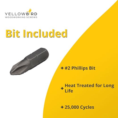 Yellowbird #6 x 5/8" European Concealed Hinge Screw - Flat Head Phillips - Type 17 - Nickel Wood - Bit Included - 250 Ct.