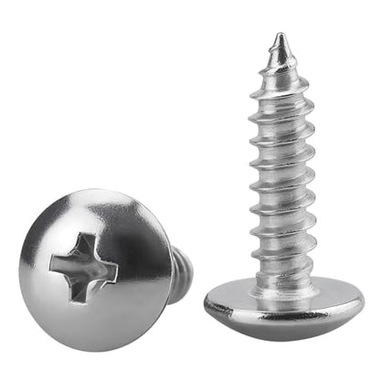#4 x 1/2" Truss Head Wood Screw, Phillips Truss Head Self Tapping Sheet Metal Tek Screw, 18-8 Stainless Steel 304, Brgiht Finish, 100 PCS - size: #4 x 1/2"