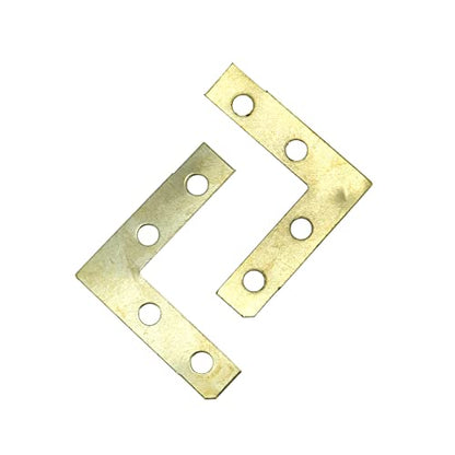 50Pcs Corner Brace 4 Holes Flat Corner Braces 1.5" x 1.5" (Gold) - style: Gold