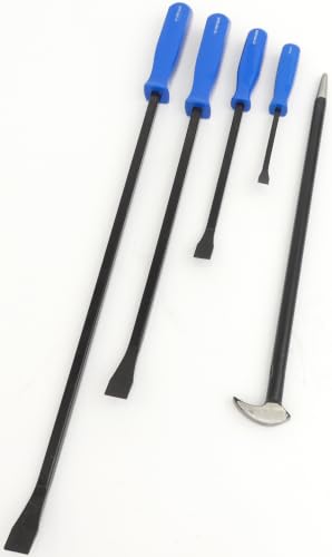 Pry Bar Set 5-Piece Heavy-Duty with Rolling Head & Chisel Tips Tech Team