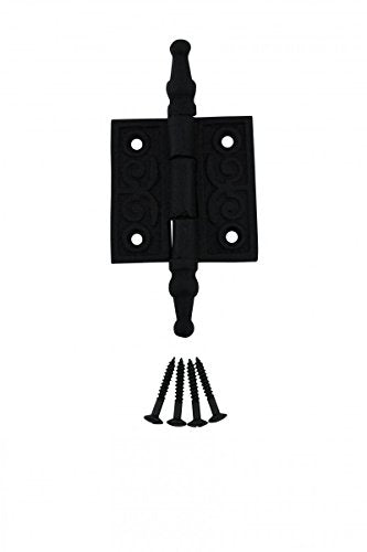 Renovators Supply Manufacturing Cabinet Door Hinge 2 in. Black Wrought Iron Butt Hinge Victorian Steeple Tip Flush Mount Hinges with Hardware, Pack of 6 - size: 2 inches - Pack of 6