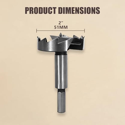 CATITO 2"(51mm) Forstner Drill Bit for Woodworking - HEX Shank, 2 Inch Forstner Bit, Wood Drill Bits for Holes, Hinge Cutter for Hard Wood, Plastic, Plywood - size: 2"(51mm)