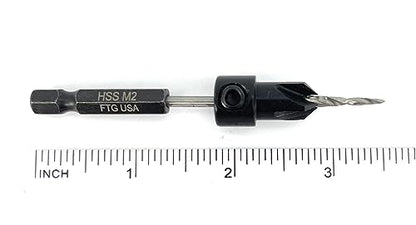 FTG USA #4 (7/64") Countersink Drill Bit for Wood with Tapered Drill Bit - size: #4, style: w/o Depth Stop