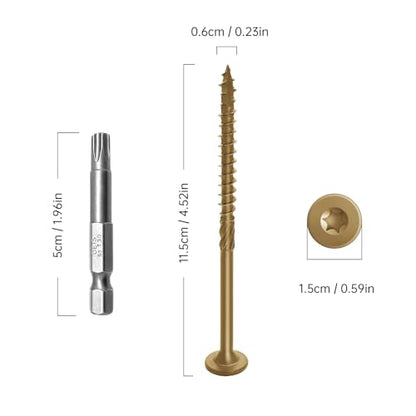 50Pcs 4-1/2 Inch Structural Wood Screws Yellow - color: Yellow, size: #14×4-1/2"