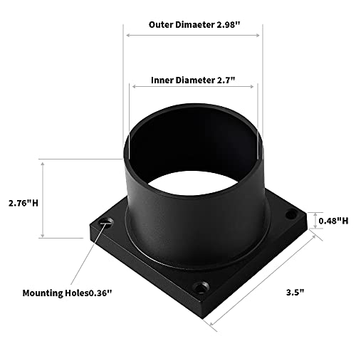 Windben Pier Mount Adapter, Fits 3" Post Light Fixtures, Matte Black