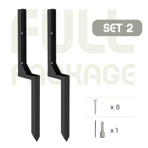 Fence Post Repair Kit, Heavy Duty Steel Ground Anchor Spike, 2-Pack