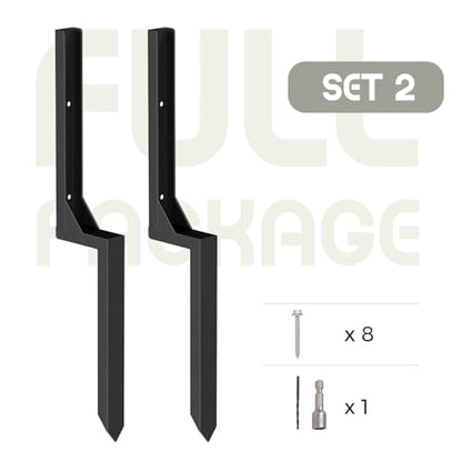 Fence Post Repair Kit, Heavy Duty Steel Ground Anchor Spike, 2-Pack