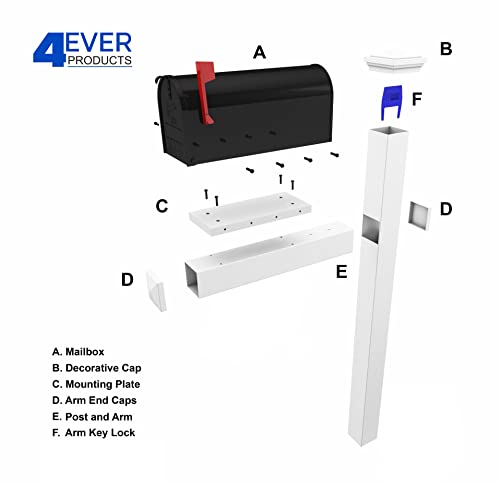 4Ever Products Richmond White Vinyl No-Dig Mailbox Post System with Stake - size: Standard