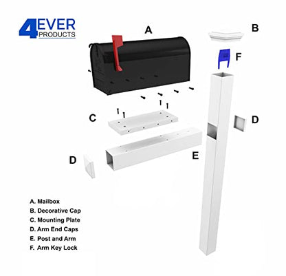 4Ever Products Richmond White Vinyl No-Dig Mailbox Post System with Stake - size: Standard