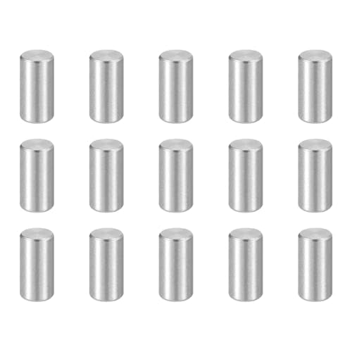 HARFINGTON 15pcs Dowel Pins M4(4mm) x 8mm 304 Stainless Steel Cylindrical Shelf Support Peg Pin Rod Fasten Elements for Metal Devices Wood Furniture DIY Installation, Silver - size: M4 x 8mm